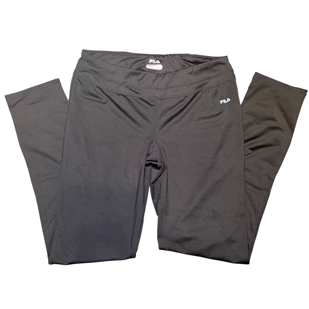 FILA High Waisted Leggings Black Athletic Workout Zip Pocket Stretch Large
